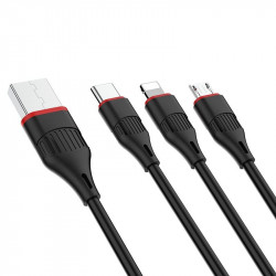 BX17 3az1-ben töltőkábel (Micro-USB, Type-C, Lightning csatlakozó)